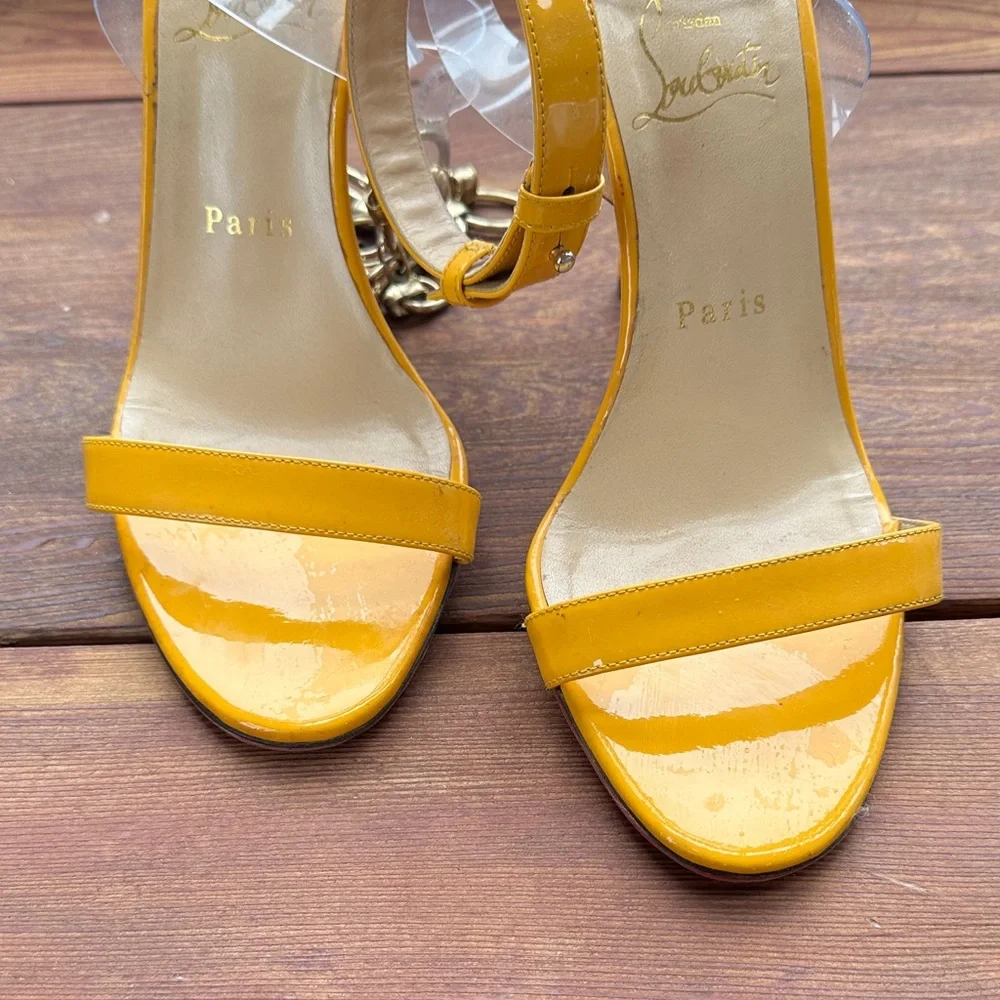 Christian Louboutin Yellow Heeled Sandals - Picture 4 of 7